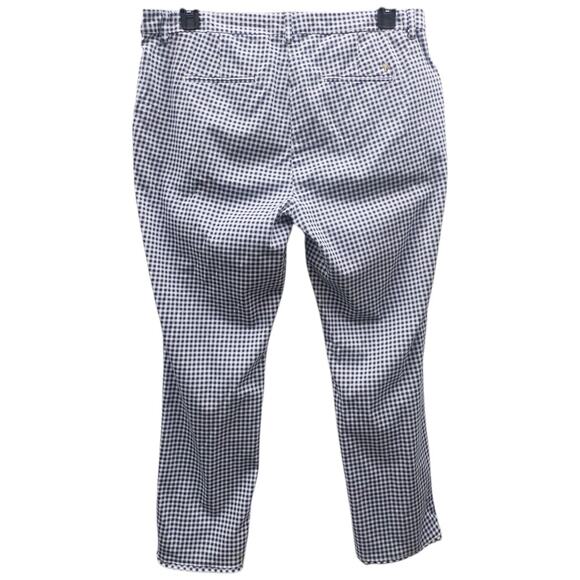 Brax Maron Blue Gingham Frayed Hem Stretch Cotton Pants Women's 36 US 16 - Picture 3 of 7